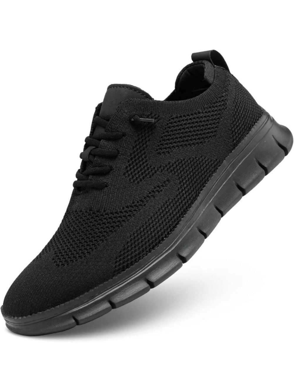 Men's All Black Mesh Oxfords Work Lightweight Soft Sole Casual Walking Sneaker
